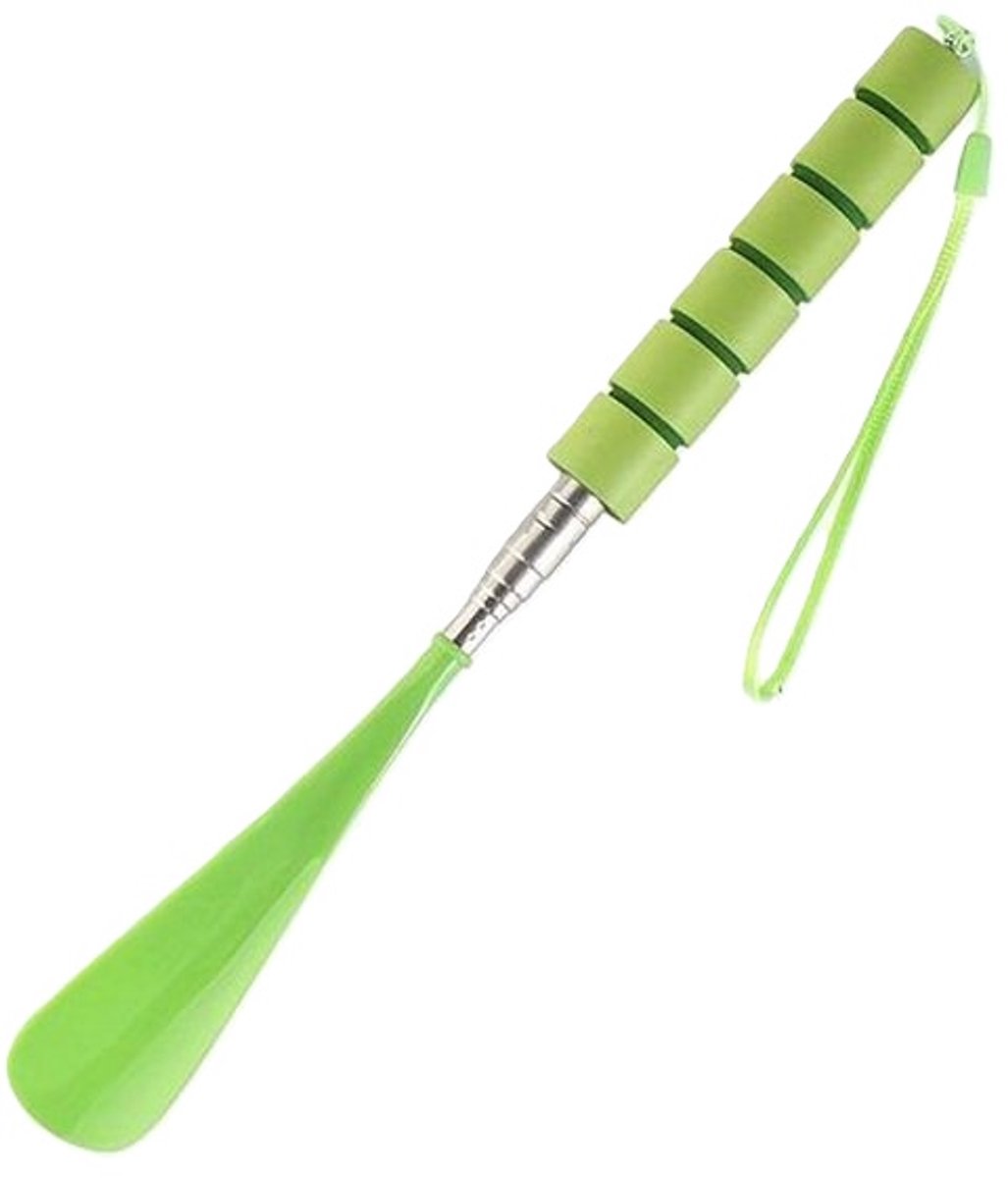 Extendable Shoehorn | Shoe Puller | Stainless Steel | Length 30 to Max 71 CM | Green - Image 1