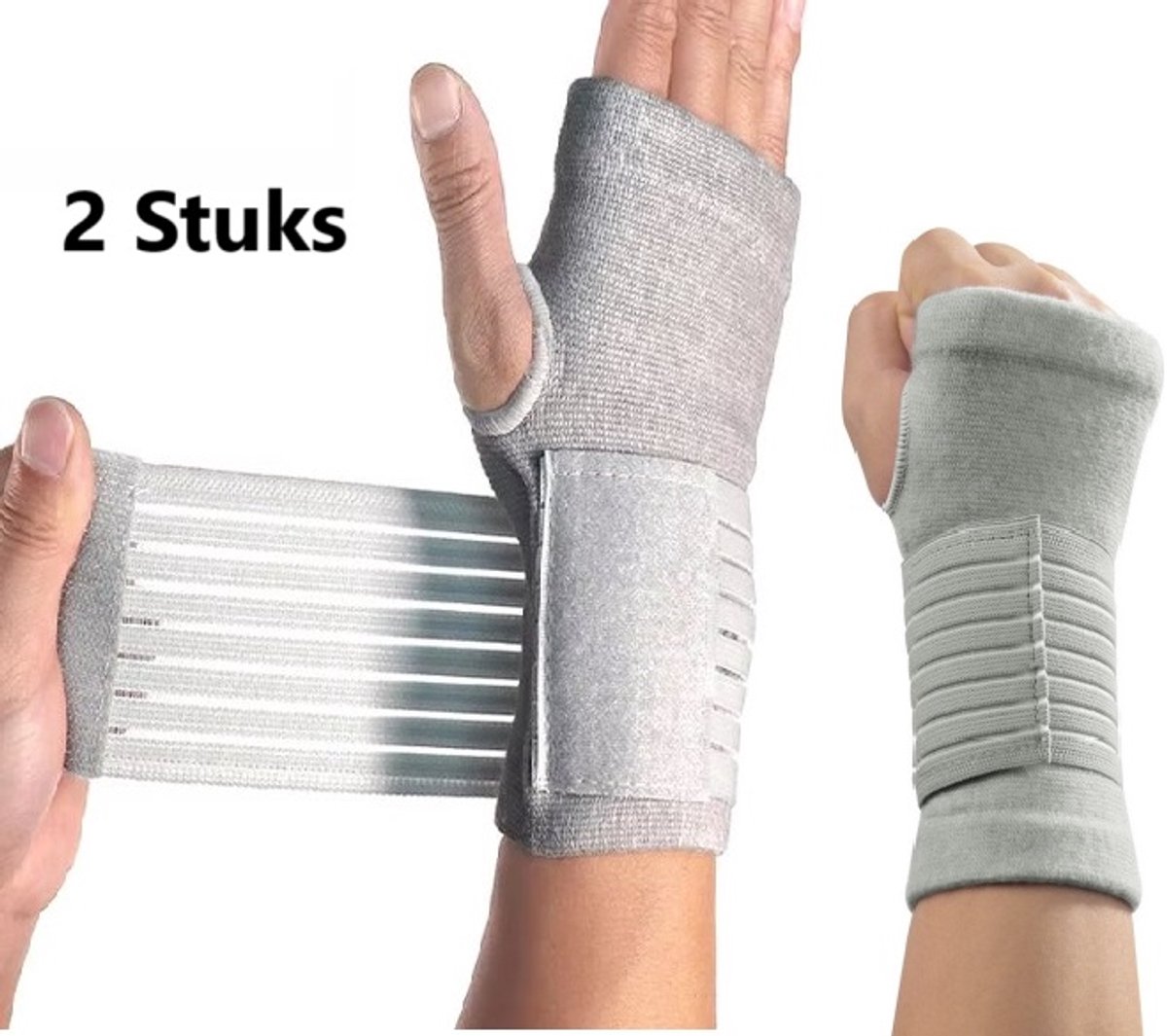1 Pair Wrist Braces | Wrist Support | Wrist Protector | Sports Brace Wrist | Wrist Stabilizer | Wrist Bandage with Velcro Closure | Grey - Image 1