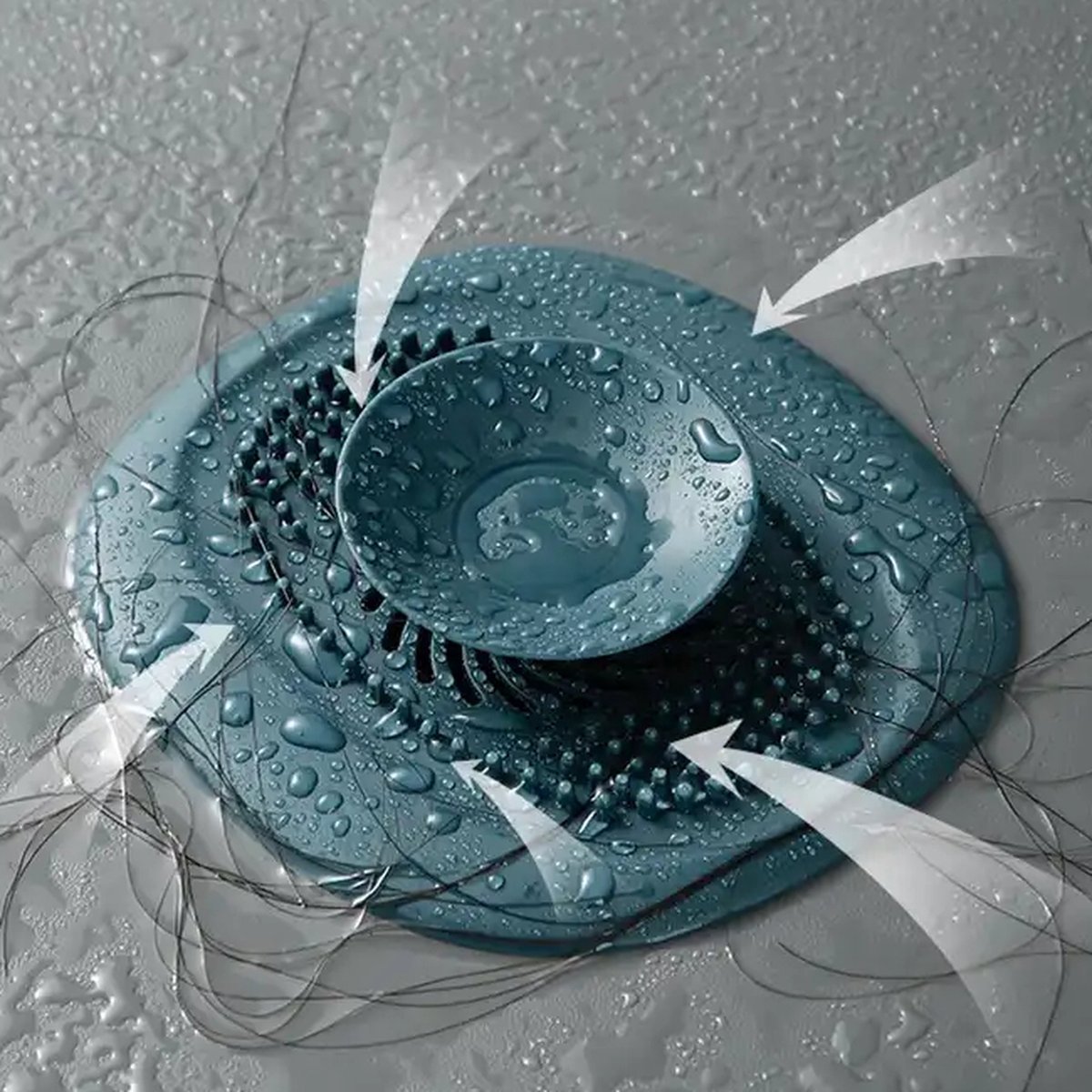 Luxury Shower Drain - Hair Catcher - Sink Stopper - Drain Plug - Silicone - Dark Blue - Image 1
