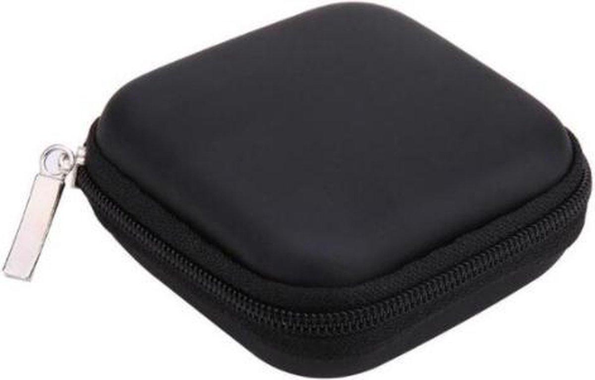 Hard Case Earphone Case | Storage Bag for Earphones | Cable Pouch | Storage Case for Cable | In-Ear Earphones | Key Holder | Coin Holder | Keys | Coins | Travel Bag | Black | Storage Bag | Storage Space | Phone Accessories | Electronics Protector - Image 1