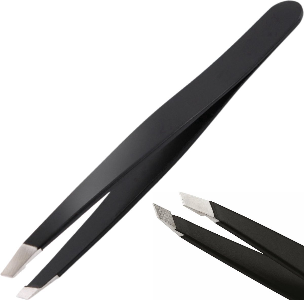 Eyebrow Plucking Tweezers Stainless Steel | Eyebrow Hair Removal | Facial Hair Removal | 8.5 CM | Black - Image 2