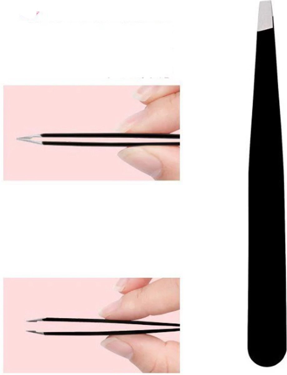 Eyebrow Plucking Tweezers Stainless Steel | Eyebrow Hair Removal | Facial Hair Removal | 8.5 CM | Black - Image 4