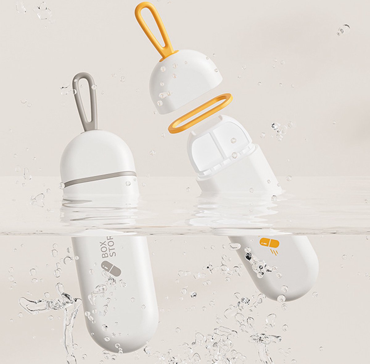 Portable | Pill Box | Pill Box | Medicine Box | Waterproof | Pill Box Tube | 3 Compartments | Incl. Hanging Hook | Grey - Image 5