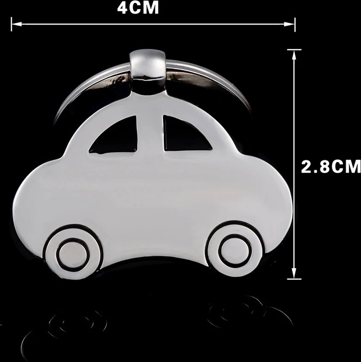 Car Keychain | 4 x 2.8 CM | Metal | Silver - Image 3