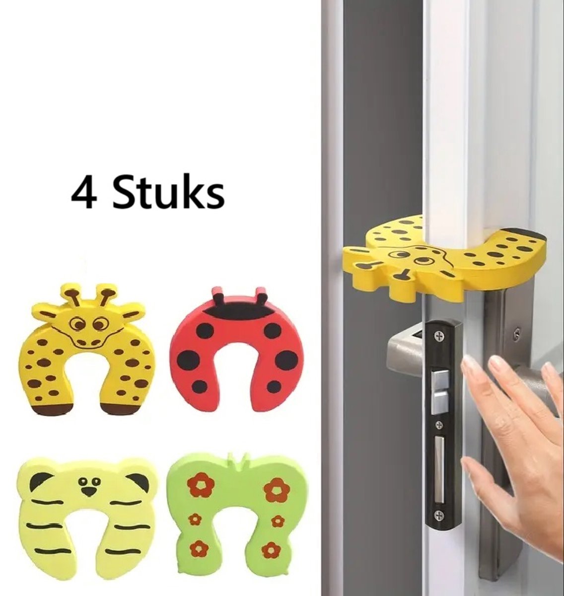 Door Stoppers Animal I Baby and Child Door Protectors I Door Protection I Foam / Foam I Animal Door Stopper I 4 Pieces - Image 1