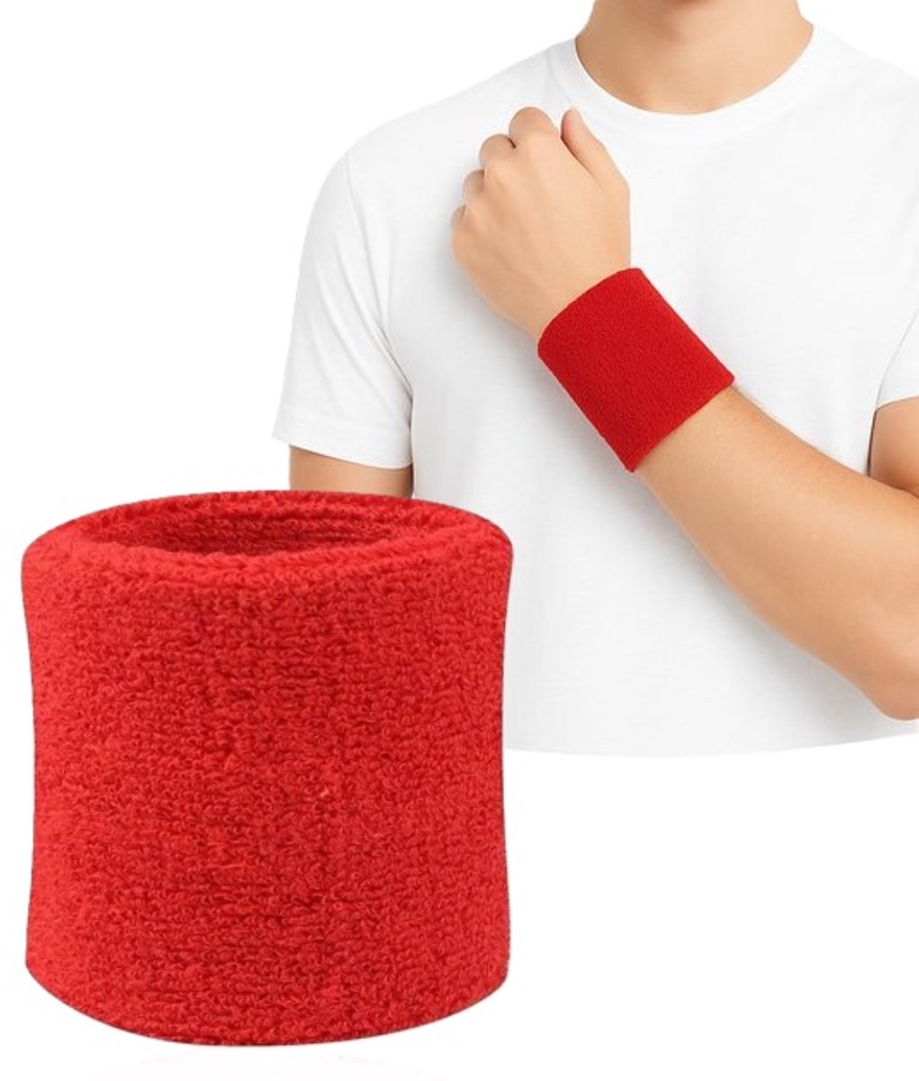 Wristband | Sweatband | Sports Wristband | Sports Band | 1 Piece | 8 x 8 CM | Red - Image 1