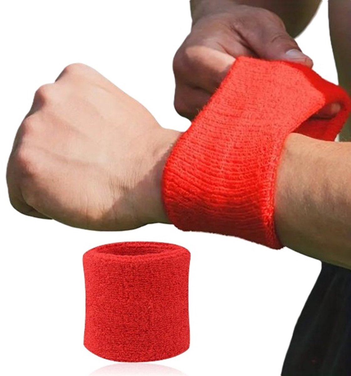Wristband | Sweatband | Sports Wristband | Sports Band | 1 Piece | 8 x 8 CM | Red - Image 4