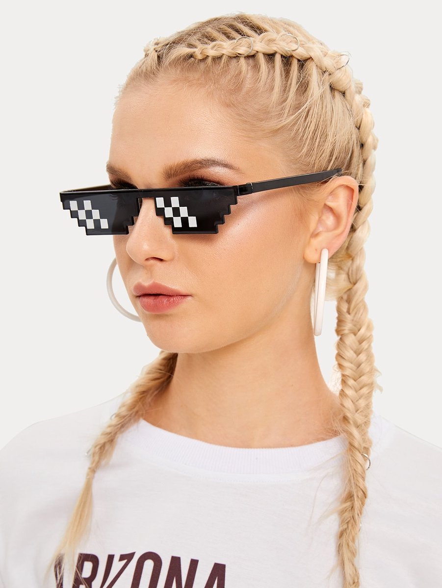 Marvies Thug Life Sunglasses | Black | 6 Pixels | Black | Sunglasses | Glasses - Image 1
