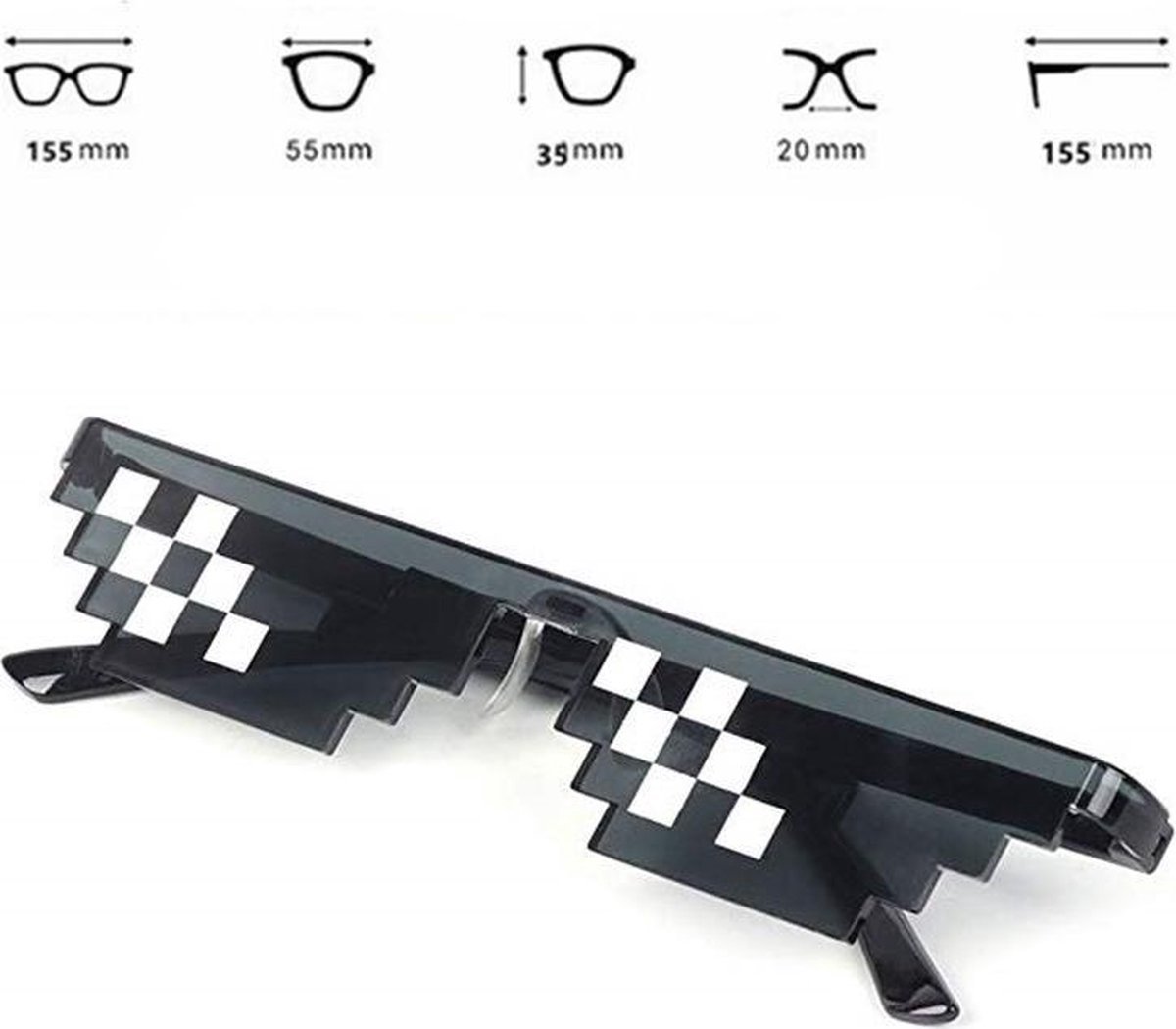 Marvies Thug Life Sunglasses | Black | 6 Pixels | Black | Sunglasses | Glasses - Image 2