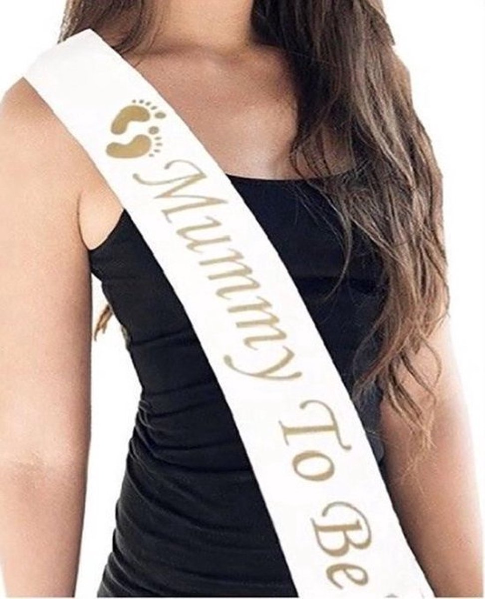 Mom to Be Sash I Mommy To Be Sash I Mummy to Be Sash I White with Gold - Image 4