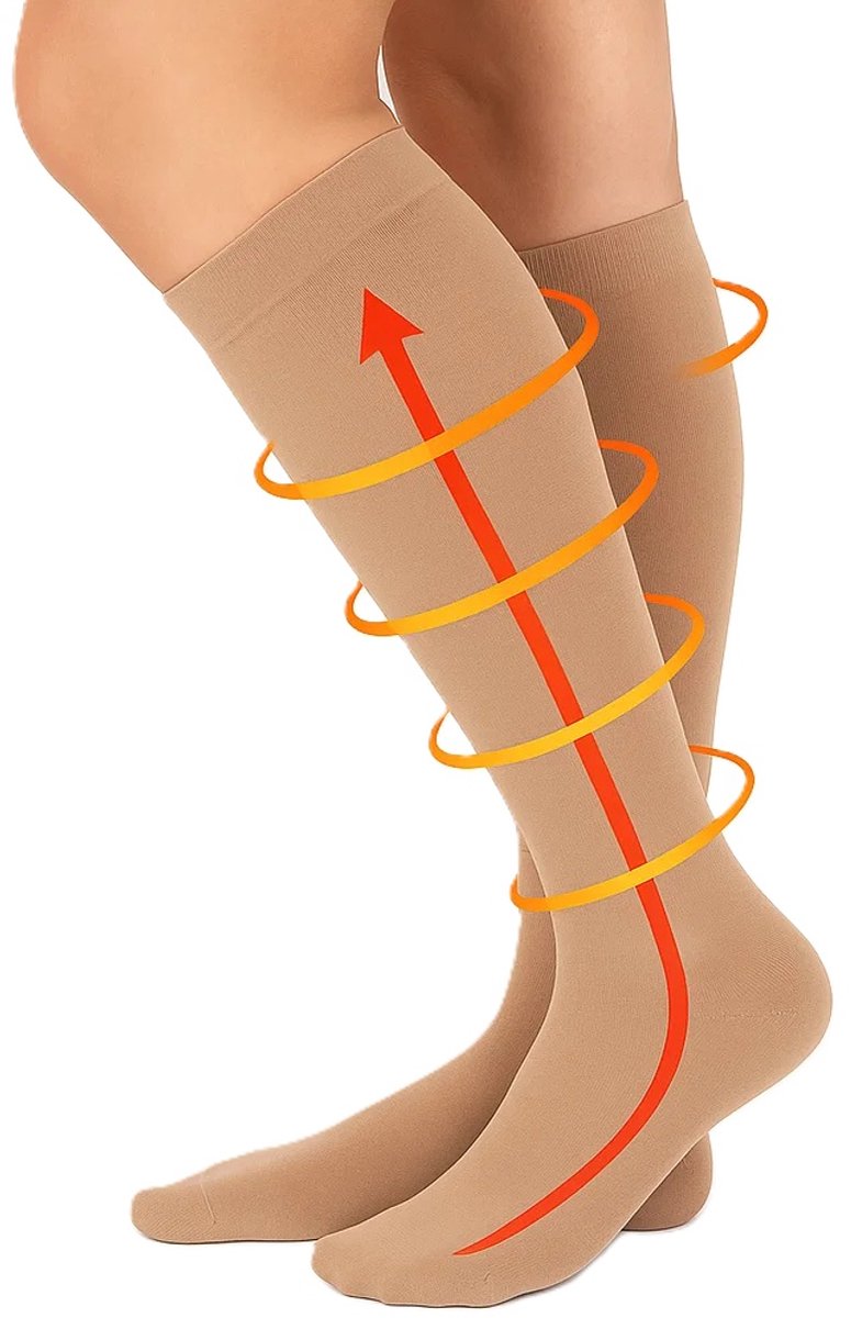 Sports Socks | Jogging | Walking | Compression Socks | Compression Socks | Support Socks | Airplane Socks | Beige IS/MI Size 36-41 - Image 1