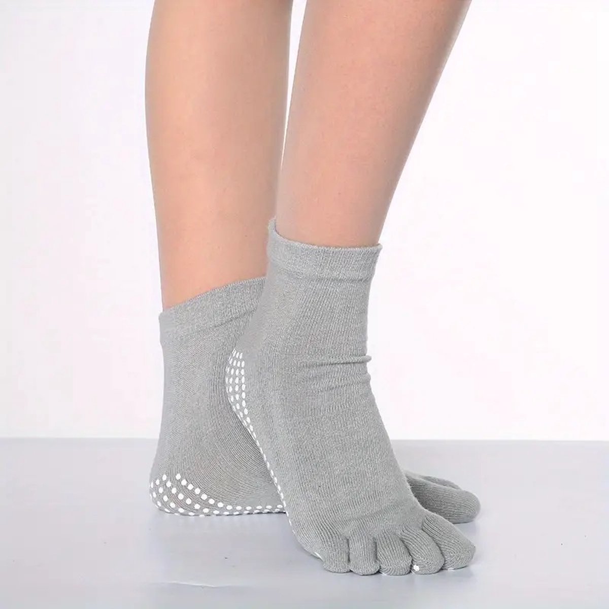 Full Toe Yoga Socks | Full Toe Yoga Sock | With Anti-Slip Bottom | Anti-Slip Socks | Pilates Socks | Size 36-40 | Grey - Image 2