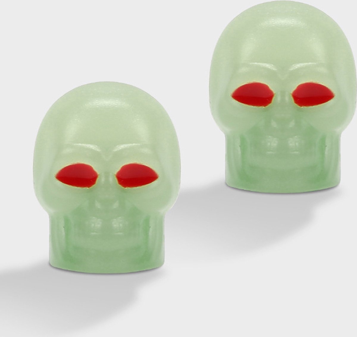 Glow In Dark Valve Caps | Car Valve Cap | Skull | Also For Motorcycle, Bicycle, Scooter | Set of 4 | Green - Image 4