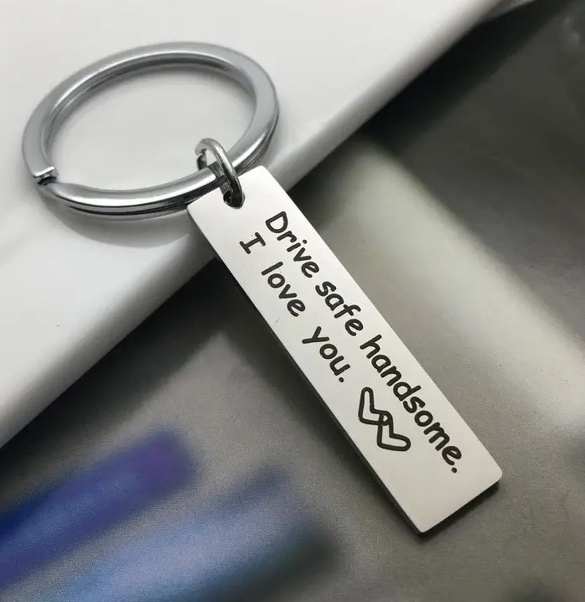 Keychain Drive Safe Handsome II Love You I Silver - Image 3