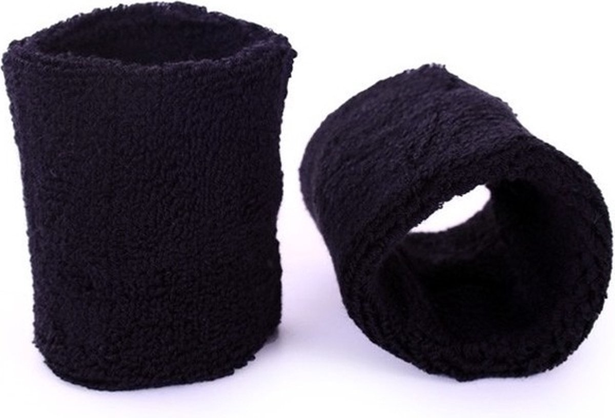Sweatband set - Black - wrist - for adults - 2 pieces - Image 1