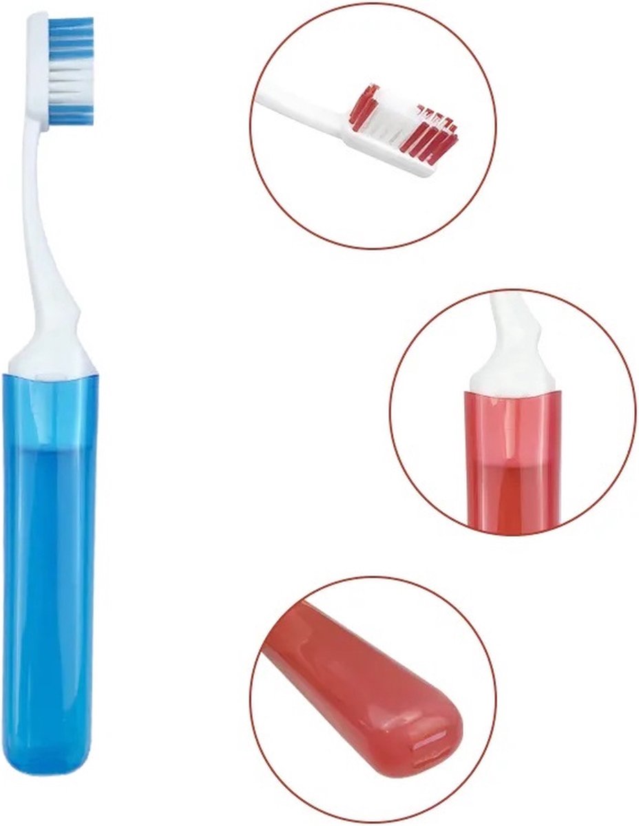 Portable Foldable Travel Toothbrush | With Soft Bristles | Space-Saving | With Case | Blue - Image 1
