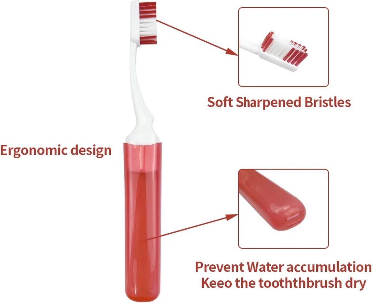 Portable Foldable Travel Toothbrush | With Soft Bristles | Space-Saving | With Case | Blue - Image 4