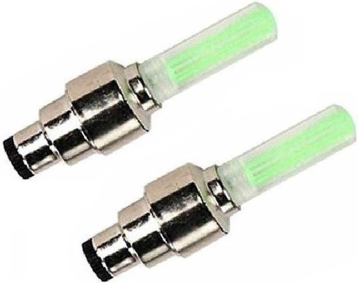 2x Bicycle light valve color deluxe green - wheel LED incl. batteries - valve lighting / valve lights - Image 1