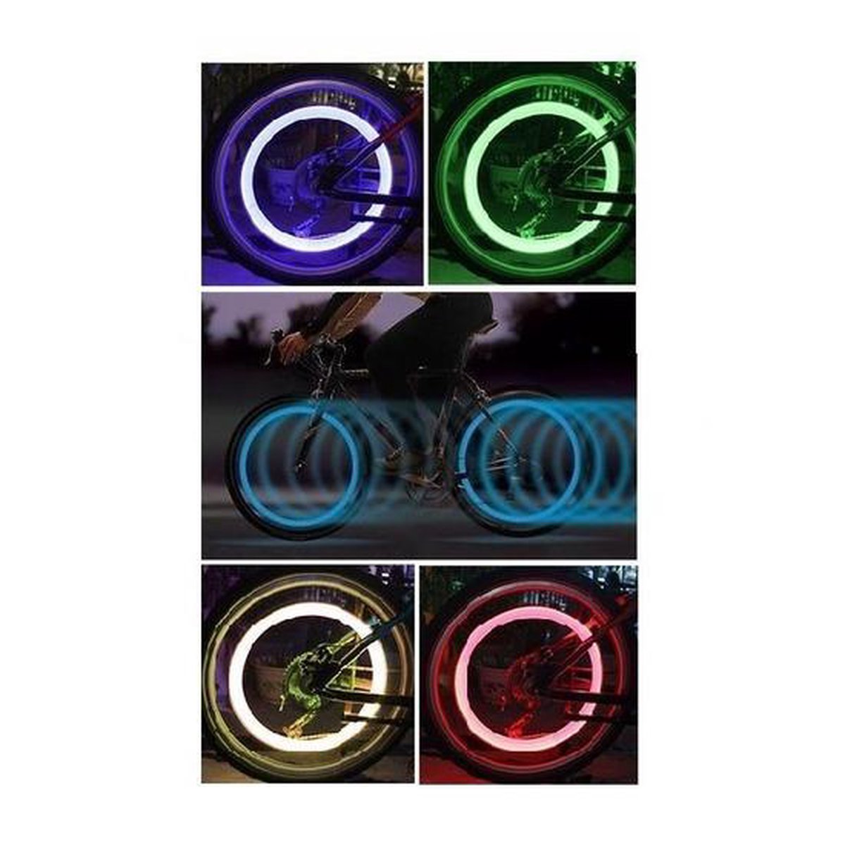 2x Bicycle light valve color deluxe green - wheel LED incl. batteries - valve lighting / valve lights - Image 2