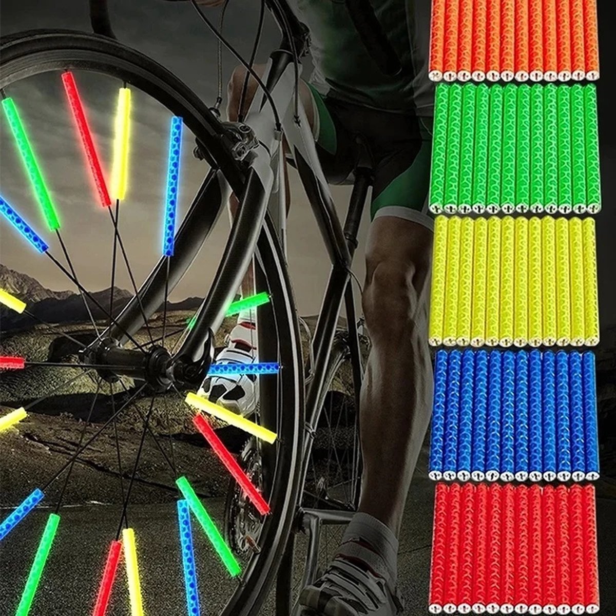 Spoke Bicycle Reflectors Bicycle Wheel 12 Pieces | Spoke Reflectors | Wheel Reflectors | Glow In The Dark | Yellow - Image 1