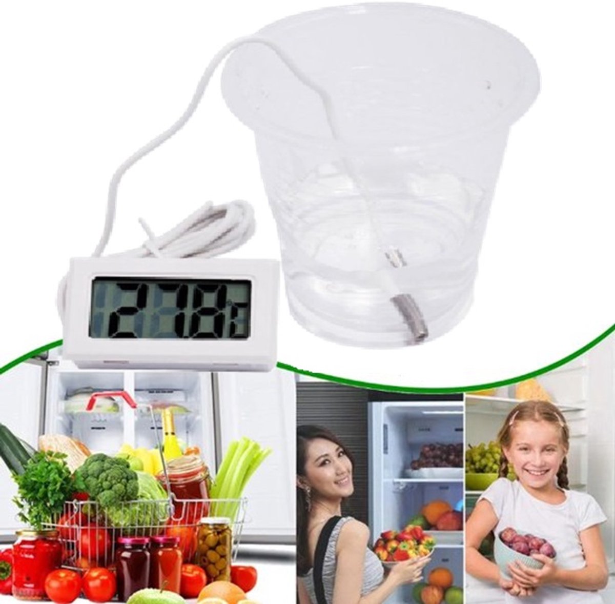 Refrigerator Thermometer | Aquarium Thermometer | Digital Freezer Thermometer | Deep Freezer Thermometer | White - Image 1