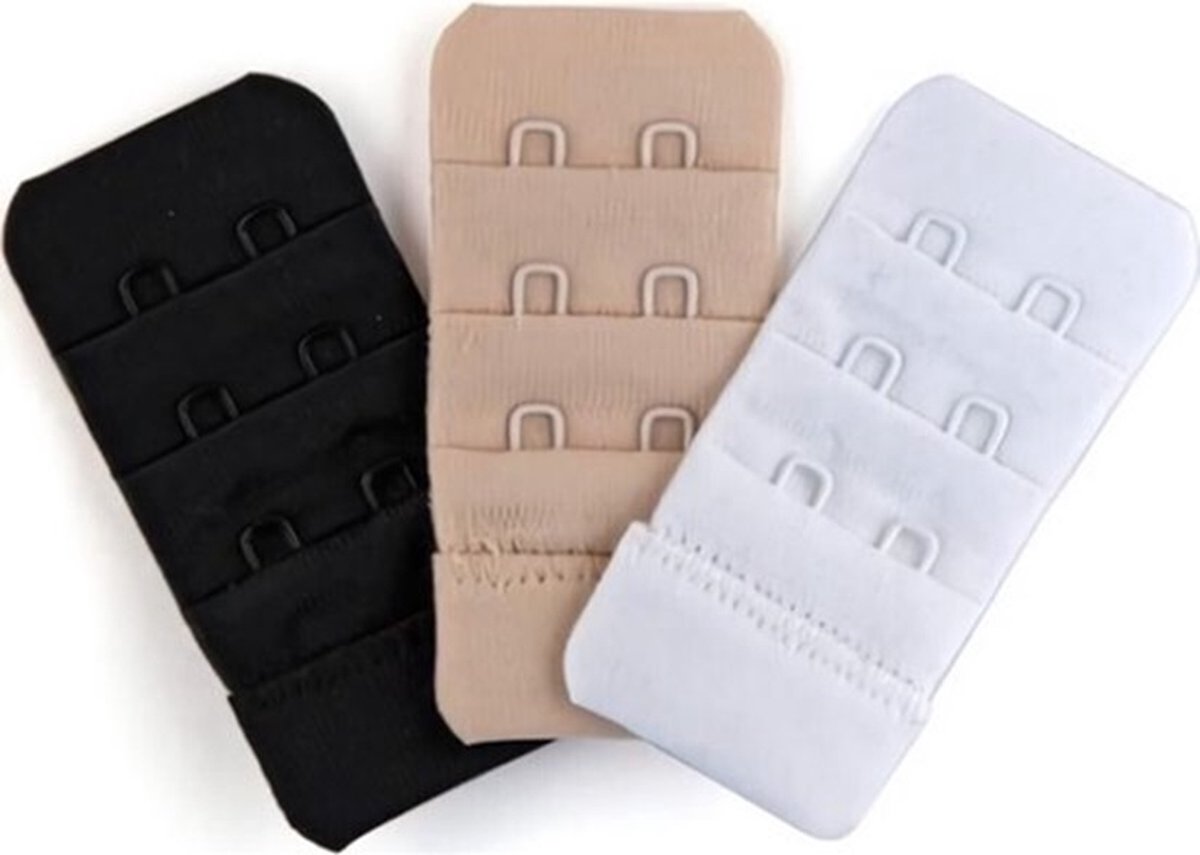 Bra extender | 2 Hooks | Bra accessories | Bra extender | Bra extender | Rectangular hooks | Set of 3 | Black, White & Beige - Image 4