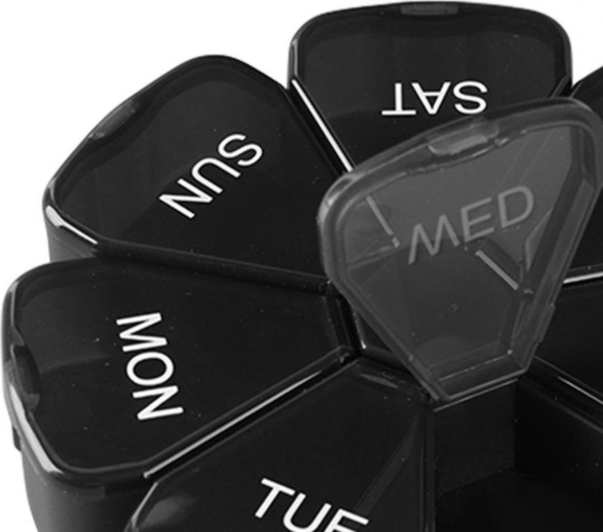 Round Flower Medicine Box | Pill Box | Pill Box | Medicine Box | Pill Box | 7 Days | Black - Image 3