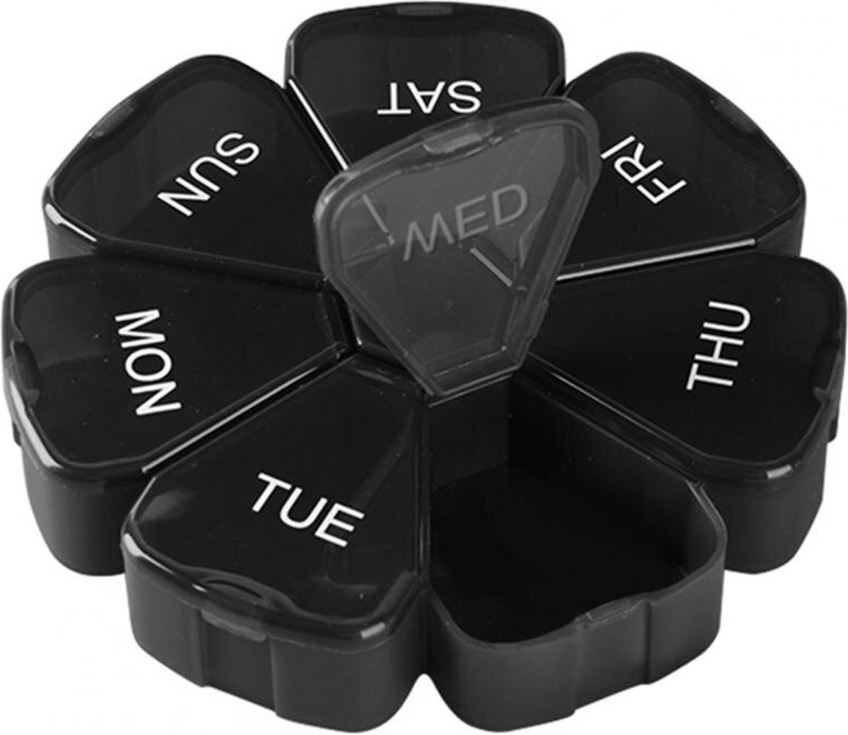 Round Flower Medicine Box | Pill Box | Pill Box | Medicine Box | Pill Box | 7 Days | Black - Image 4