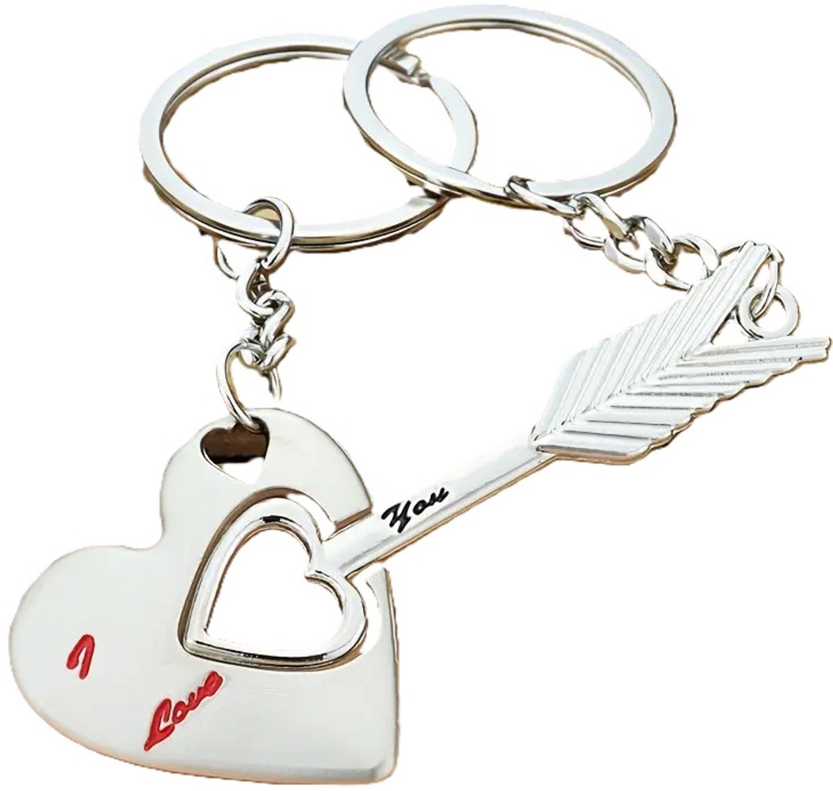 Heart and Arrow Keychain 2-piece I Love You I Couple Keychain I Two-piece Heart Keychain - Image 1
