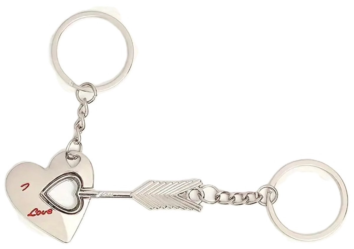 Heart and Arrow Keychain 2-piece I Love You I Couple Keychain I Two-piece Heart Keychain - Image 4