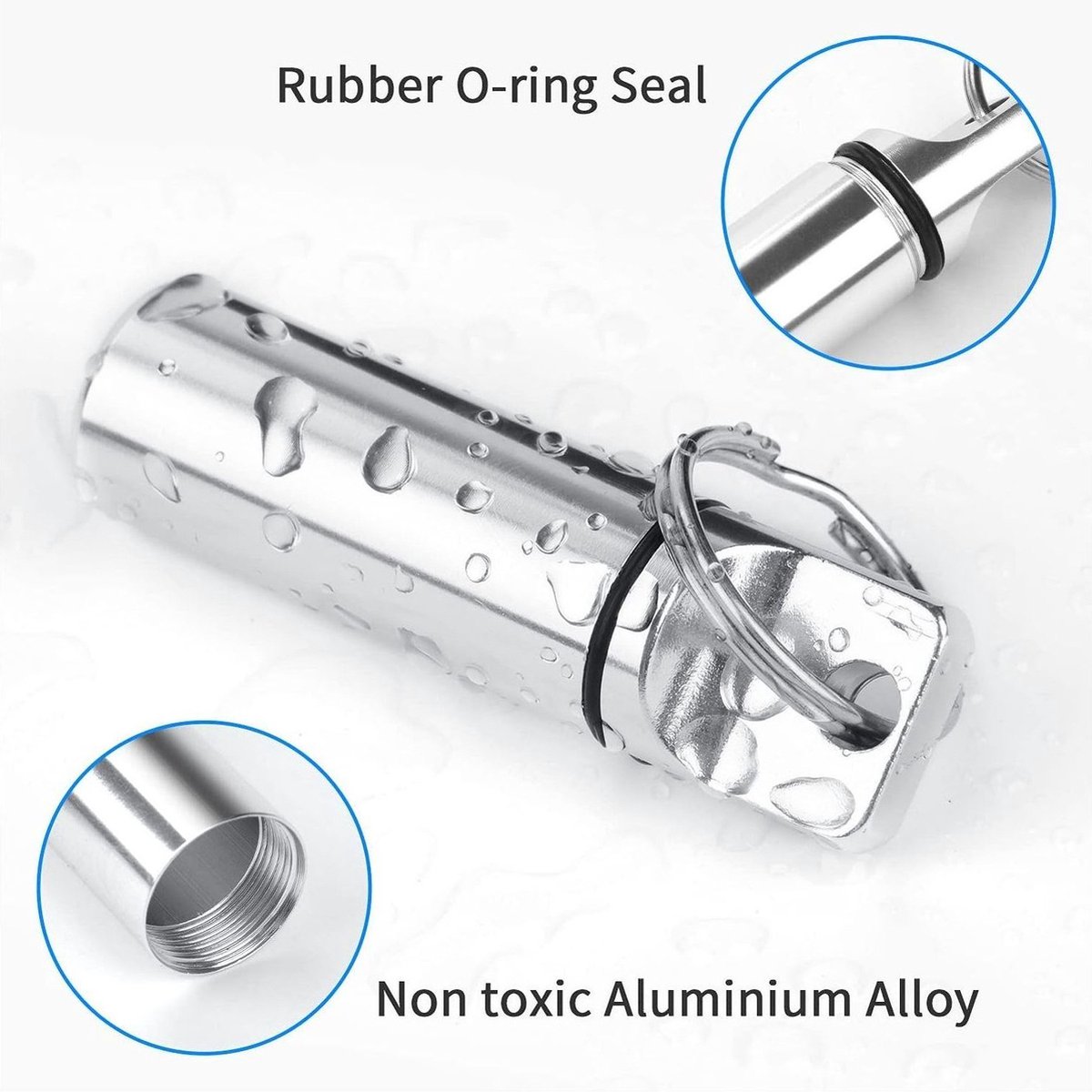 Luxury Pill Box Keychain | Medicine Box | Pill Box | Pill Container | Aluminum | Waterproof | Blue - Image 2