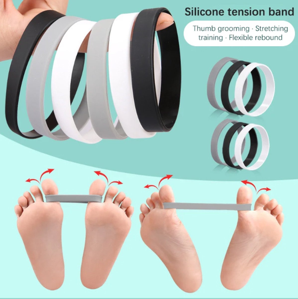 Elastic Toe Spreader | Elastic Toe Stretcher | Orthopedic Training | Hallux Valgus Toe Corrector | Straightening the Big Toe | Gray - Image 3