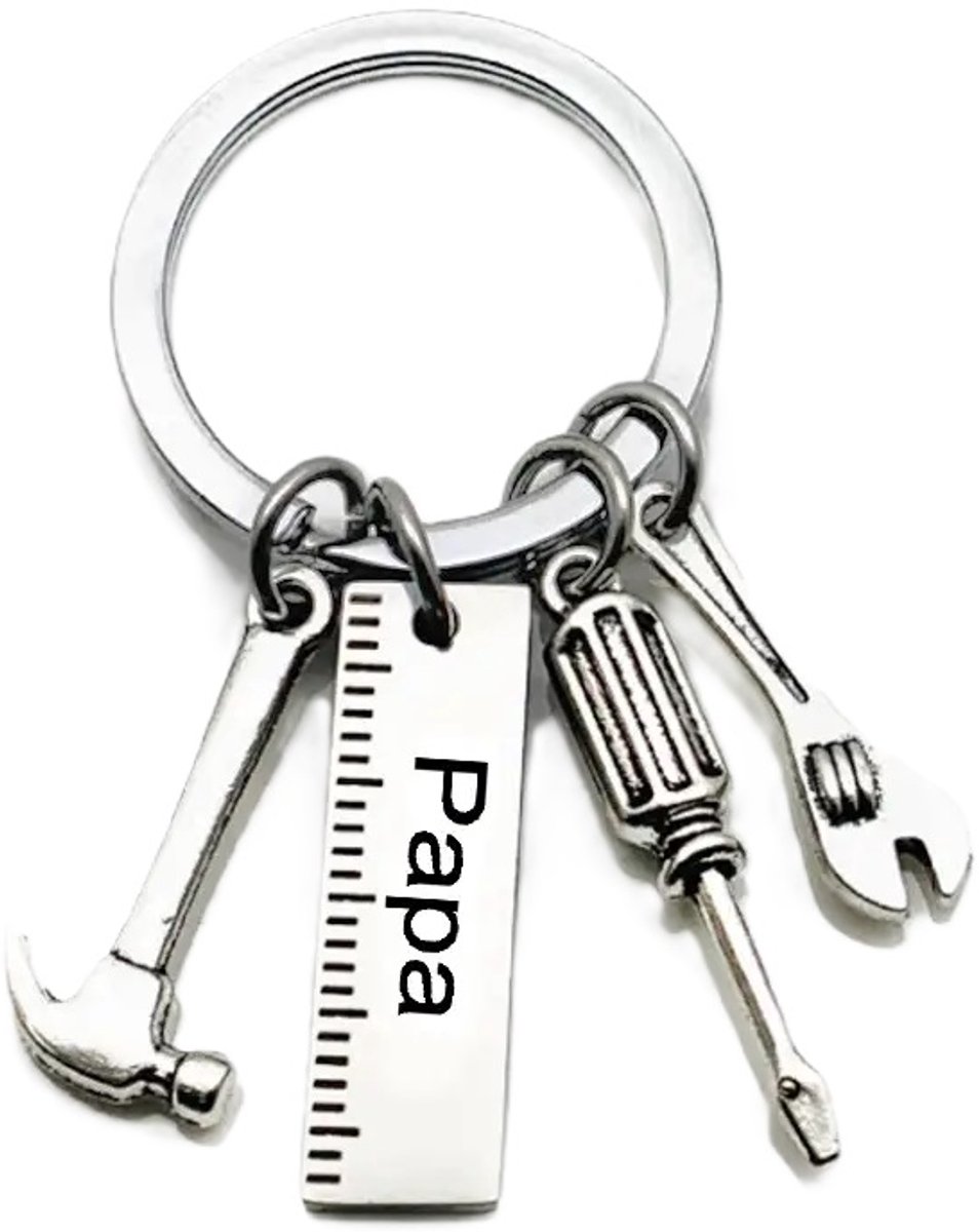 Keychain Dad The Handyman | Wrench Keychain I Key Holder II Love Dad I Father's Day Gift I Silver - Image 1