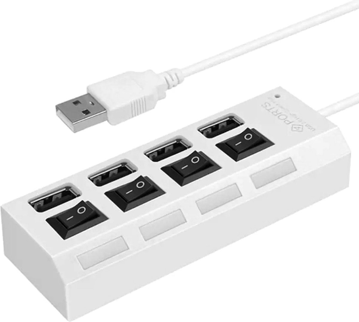 HI Speed 4-Port USB 2.0 Hub I Hub Splitter I On/Off Switch I LED I Up to 480 MB/s I White - Image 4