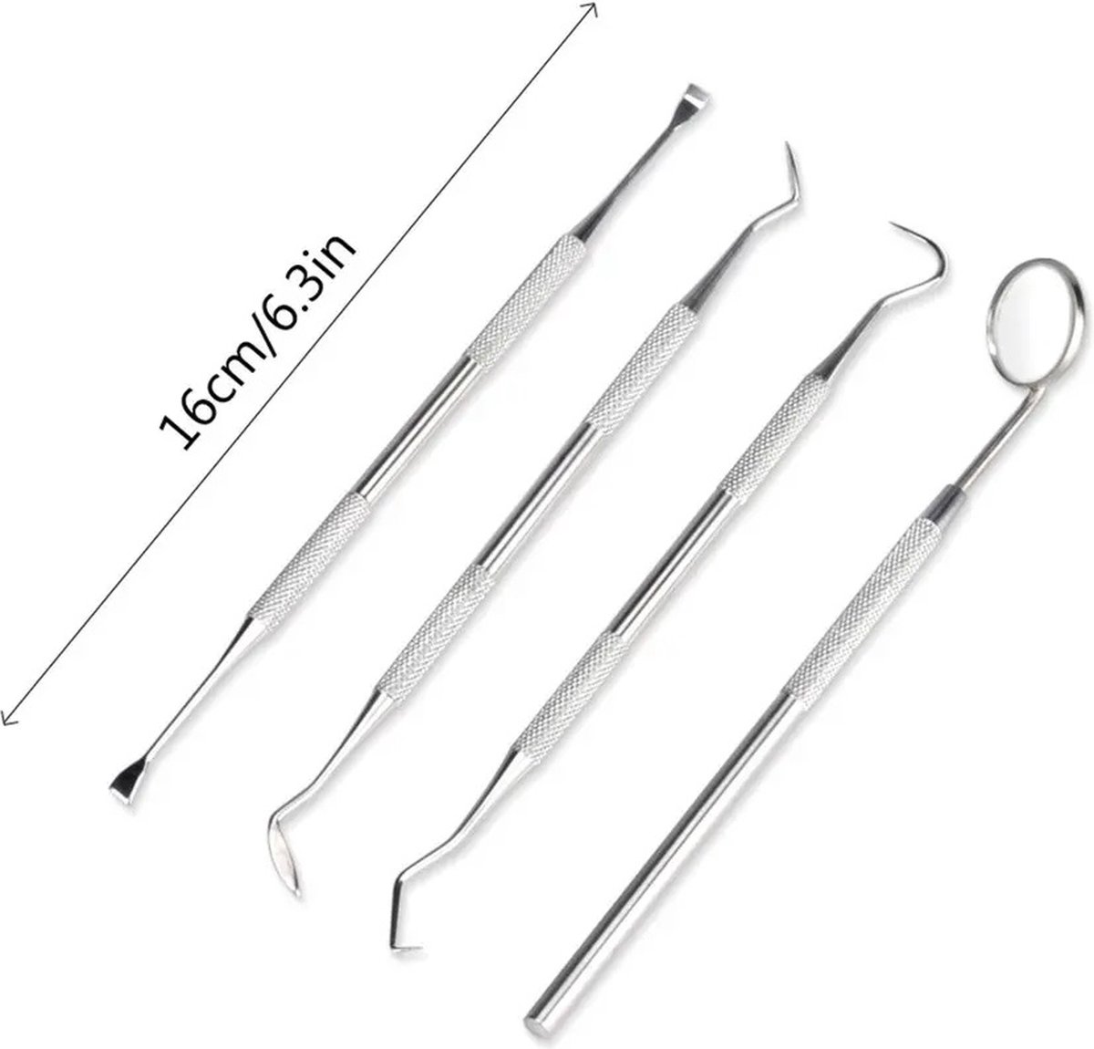 4-Piece Dental Care Tool Set | Dental Set | Oral Care | Plaque and Debris Removal Set | Dental Hook | Stainless Steel - Image 2