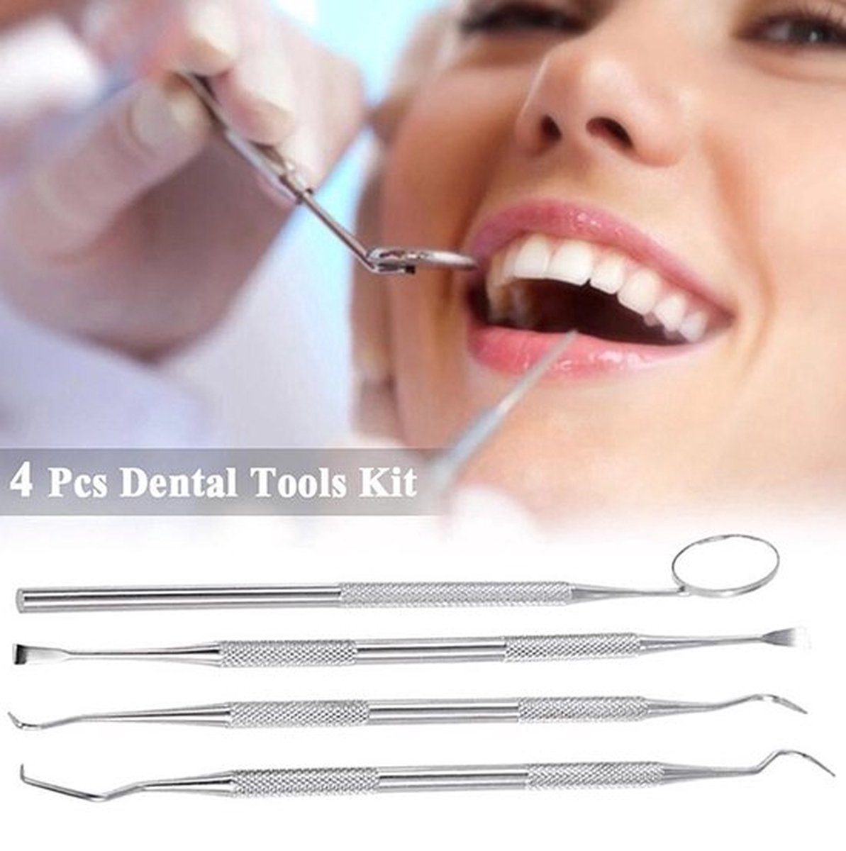 4-Piece Dental Care Tool Set | Dental Set | Oral Care | Plaque and Debris Removal Set | Dental Hook | Stainless Steel - Image 4