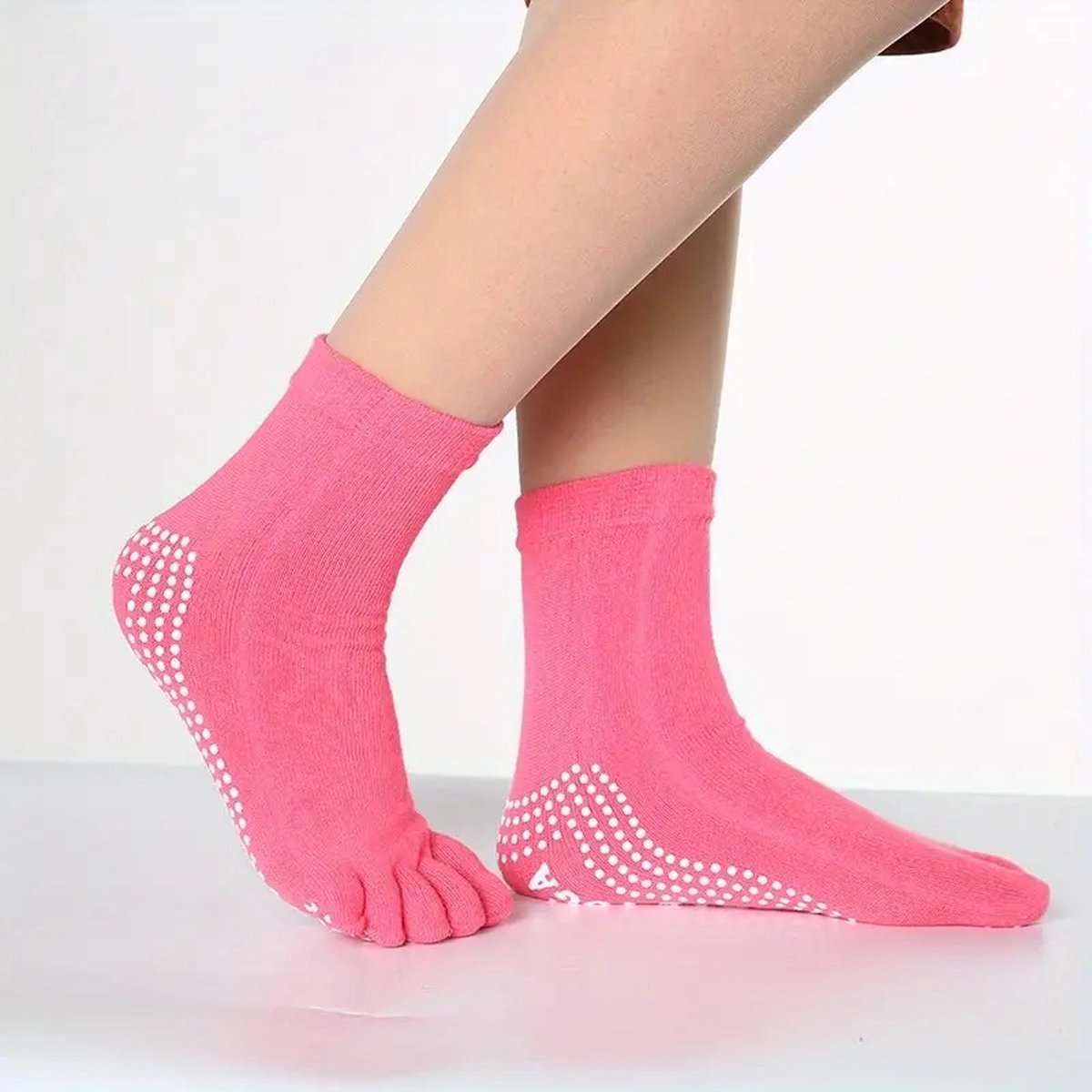 Full Toe Yoga Socks | Full Toe Yoga Sock | With Anti-Slip Bottom | Anti-Slip Socks | Pilates Socks | Size 36-40 | Pink - Image 3