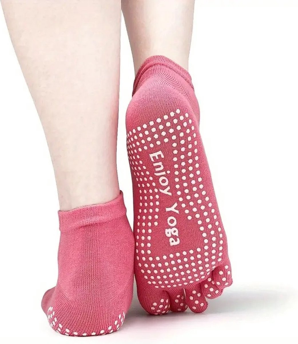 Full Toe Yoga Socks | Full Toe Yoga Sock | With Anti-Slip Bottom | Anti-Slip Socks | Pilates Socks | Size 36-40 | Pink - Image 4