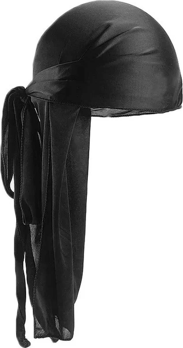 Durag Bandana | Silky Soft | Headscarf | Headband | Hairnet | Unisex | Black - Image 1