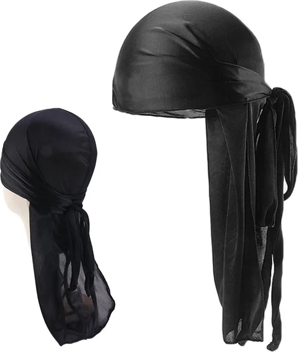 Durag Bandana | Silky Soft | Headscarf | Headband | Hairnet | Unisex | Black - Image 3