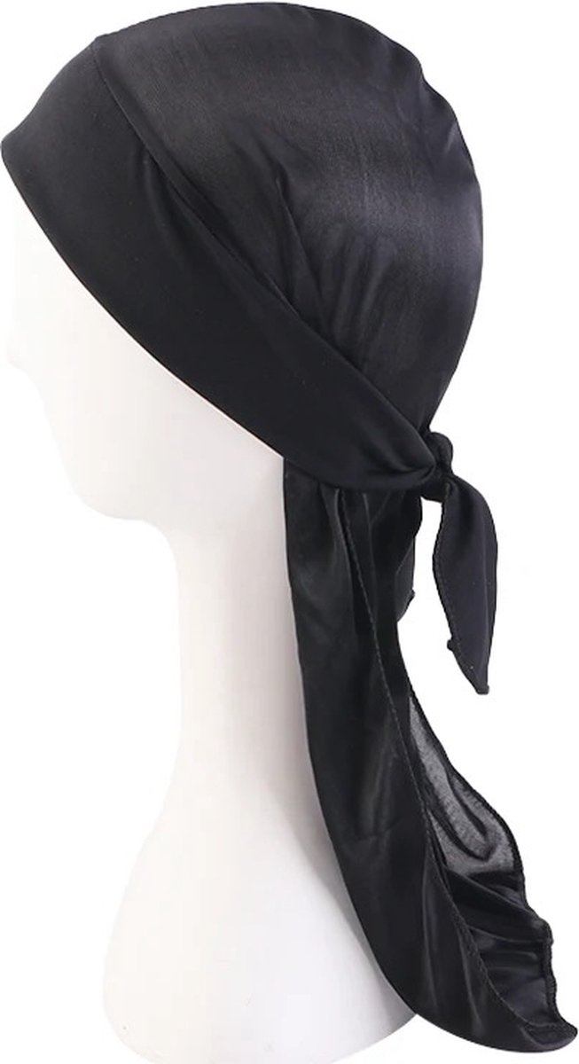 Durag Bandana | Silky Soft | Headscarf | Headband | Hairnet | Unisex | Black - Image 4