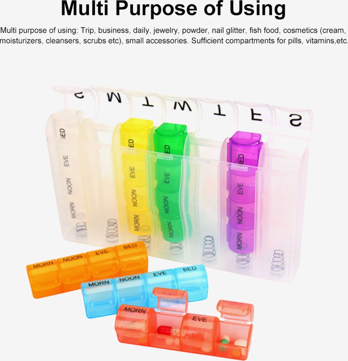 7-day pill box with 4 daily compartments - Automatic opening - 28-compartment pill box - Medicine box - Pill organizer - Image 3
