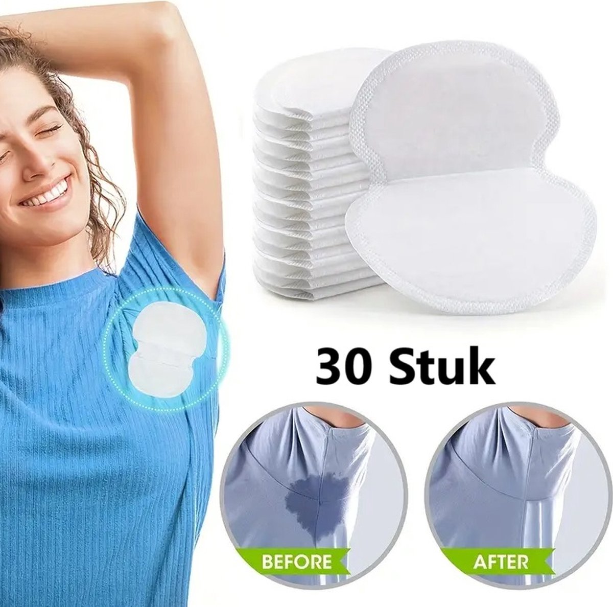 Anti-Sweat Underarm Pads | Anti-Perspirant Underarm Pads | Anti-Sweat | For Underarm Sweat | Disposable | 30 Pieces - Image 1