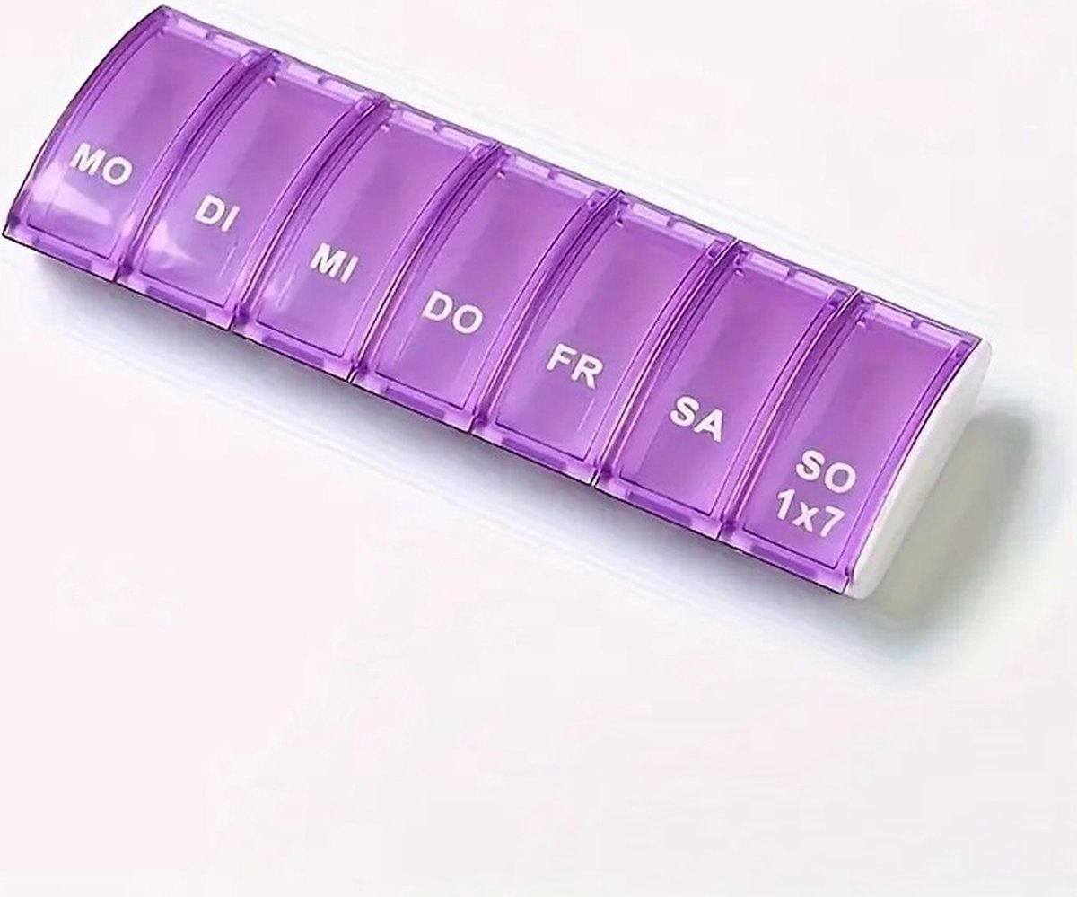 Pill Box | Pill Box | Medicine Box | Pill Box | 7 Days | 1 Week | Monday to Sunday | Purple - Image 3