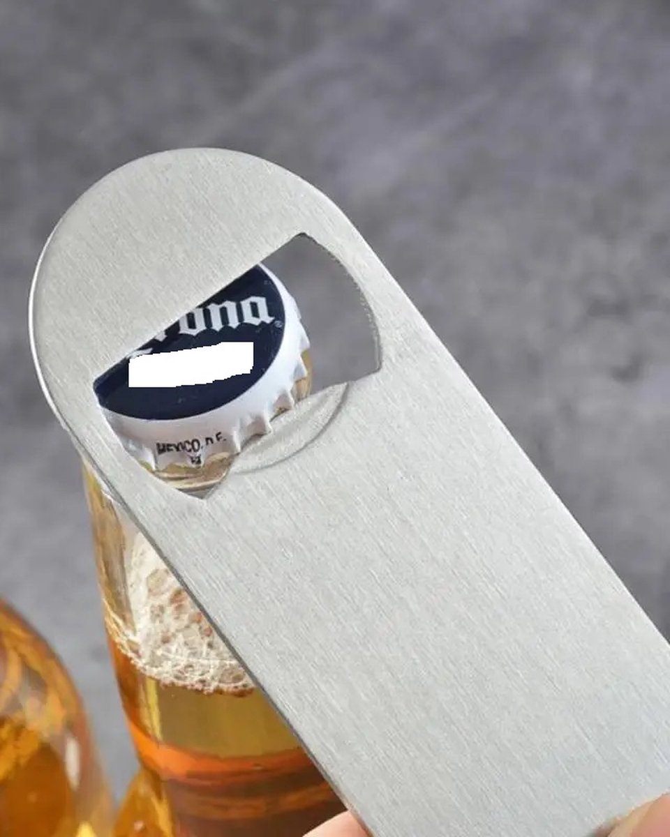 Brushed Stainless Steel Bottle Opener | Beer Opener | Compact | Barblade | With Hanging Loop | 13 x 3 cm - Image 2