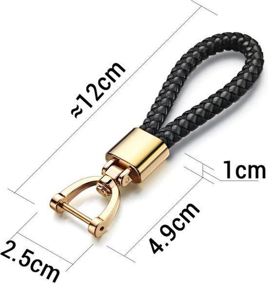 Car Keychain | Key Holder | Leather Keychain | Universal | Black / Gold - Image 2