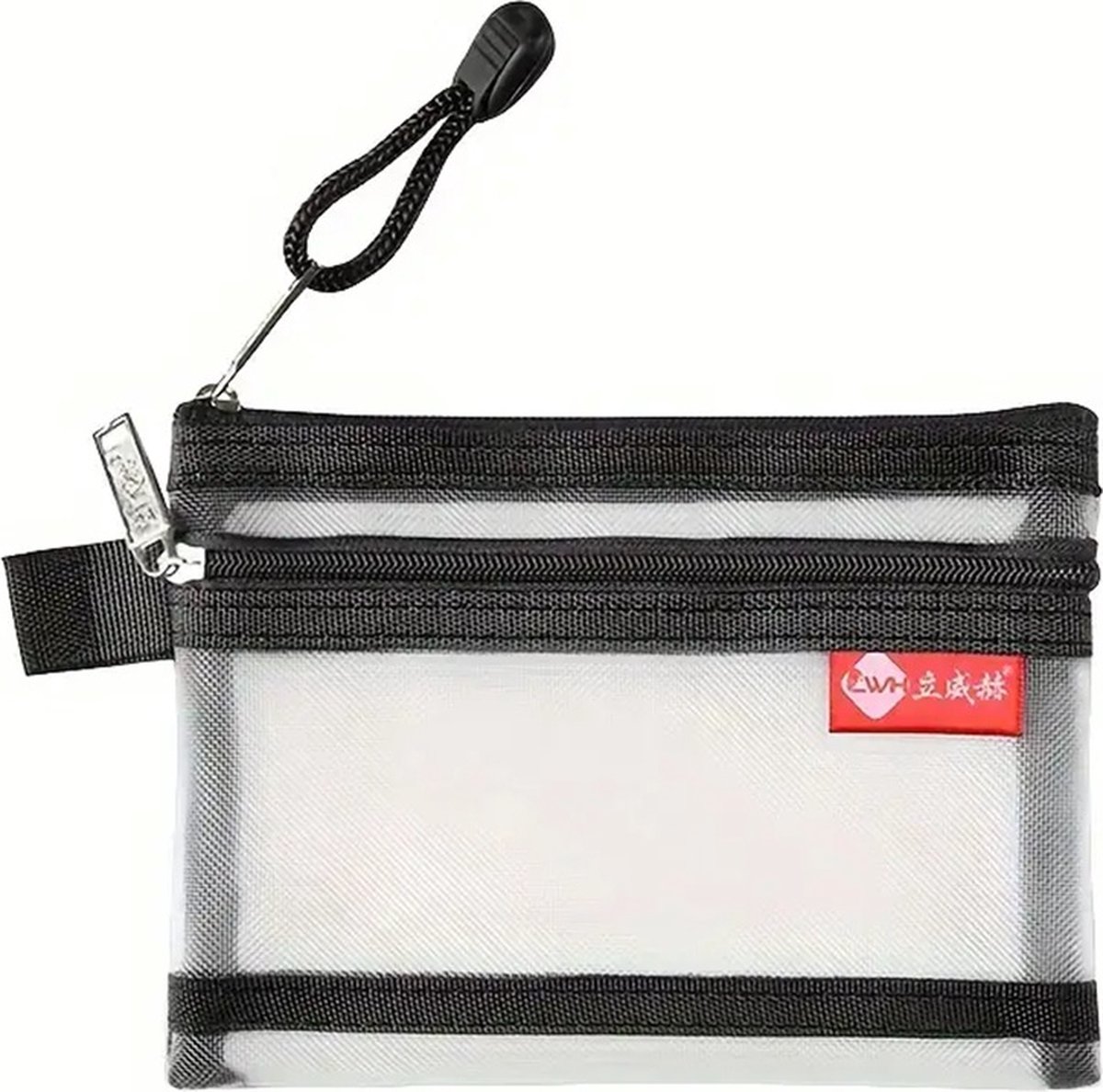 Double-Layer Mini Zipper Bag for Men | Card Holder | Driver's License Pouch | Coin Holder | Banknote Holder | Zipper | Nylon | 11 x 14 cm | Black - Image 1