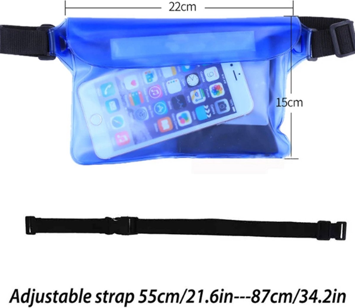 Waterproof Waist Bag | Running Belt | With Smartphone Holder | Transparent | Fanny Pack | Running Bag | Red - Image 3