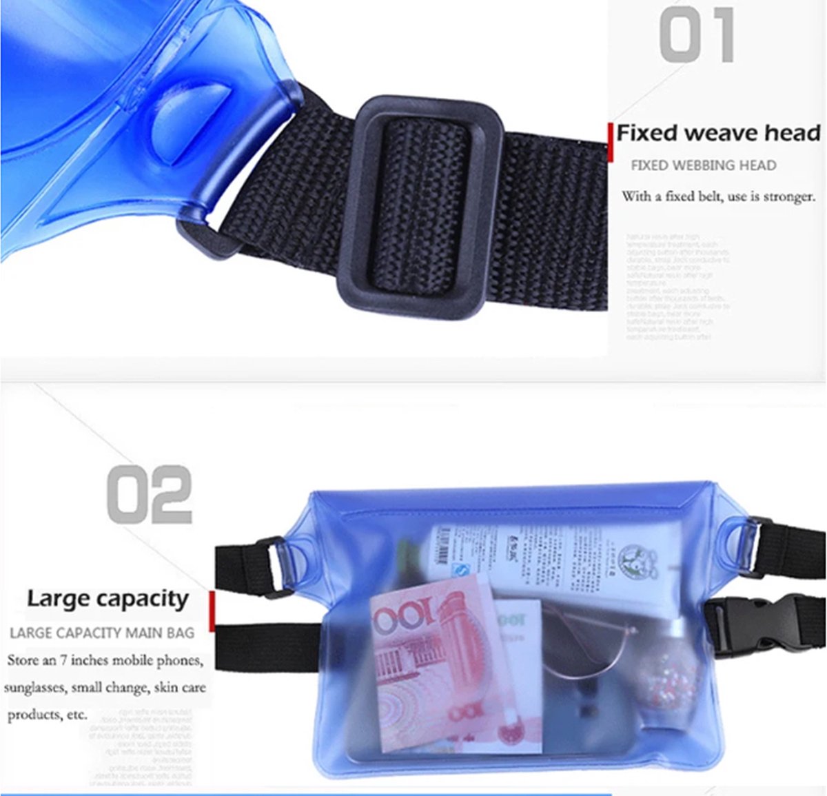 Waterproof Waist Bag | Running Belt | With Smartphone Holder | Transparent | Fanny Pack | Running Bag | Red - Image 4