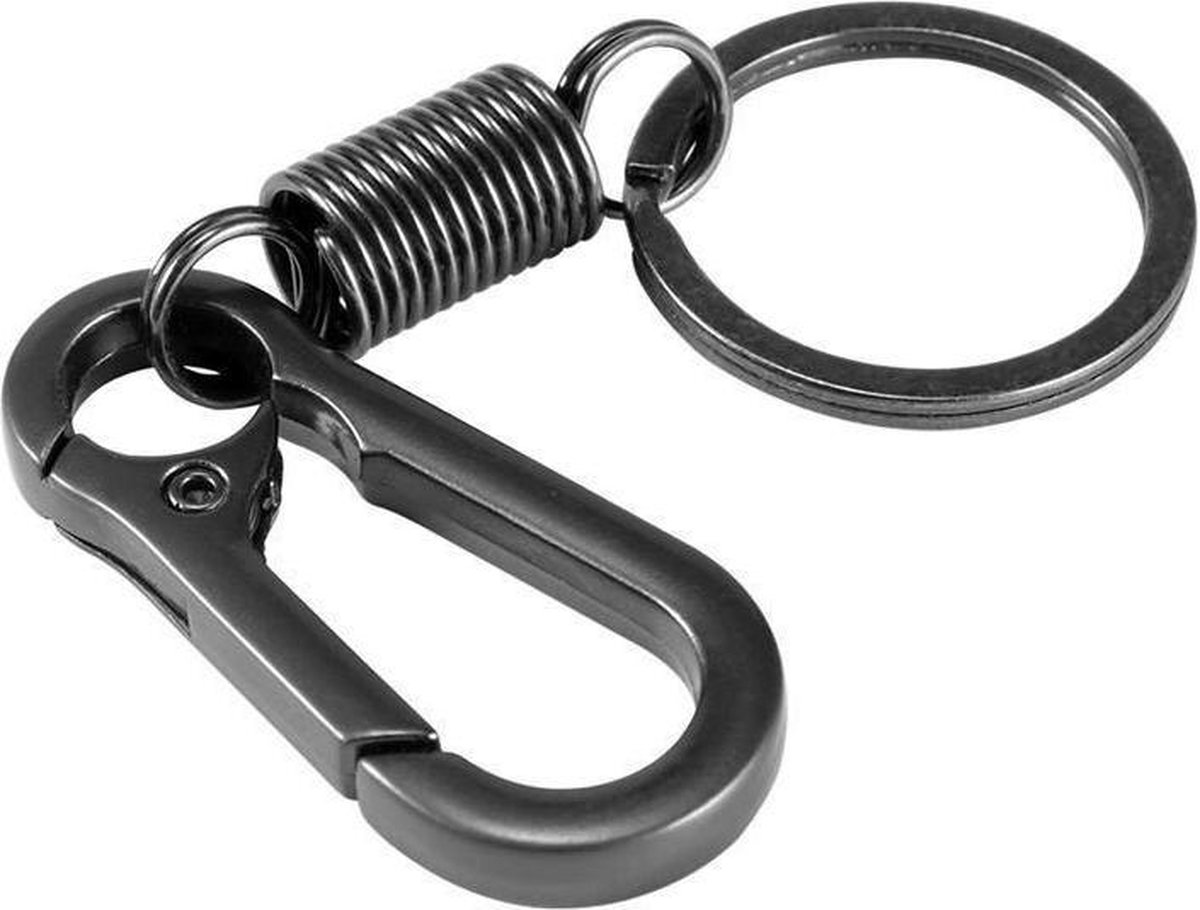 Keychain - Carabiner - Hook Shape Keychain - Hook - Rings - Stainless Steel - Gift - Black - Image 1